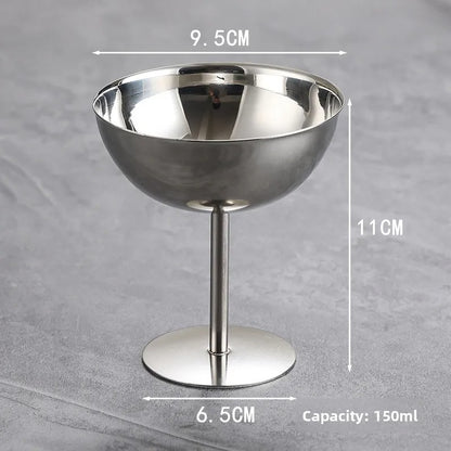 2026 New Stainless Steel Goblet Cup Ice Cream Dessert Salad Bowl Fruit Plate Snack Dish Pudding Bowls Cup KTV Bar Supplies