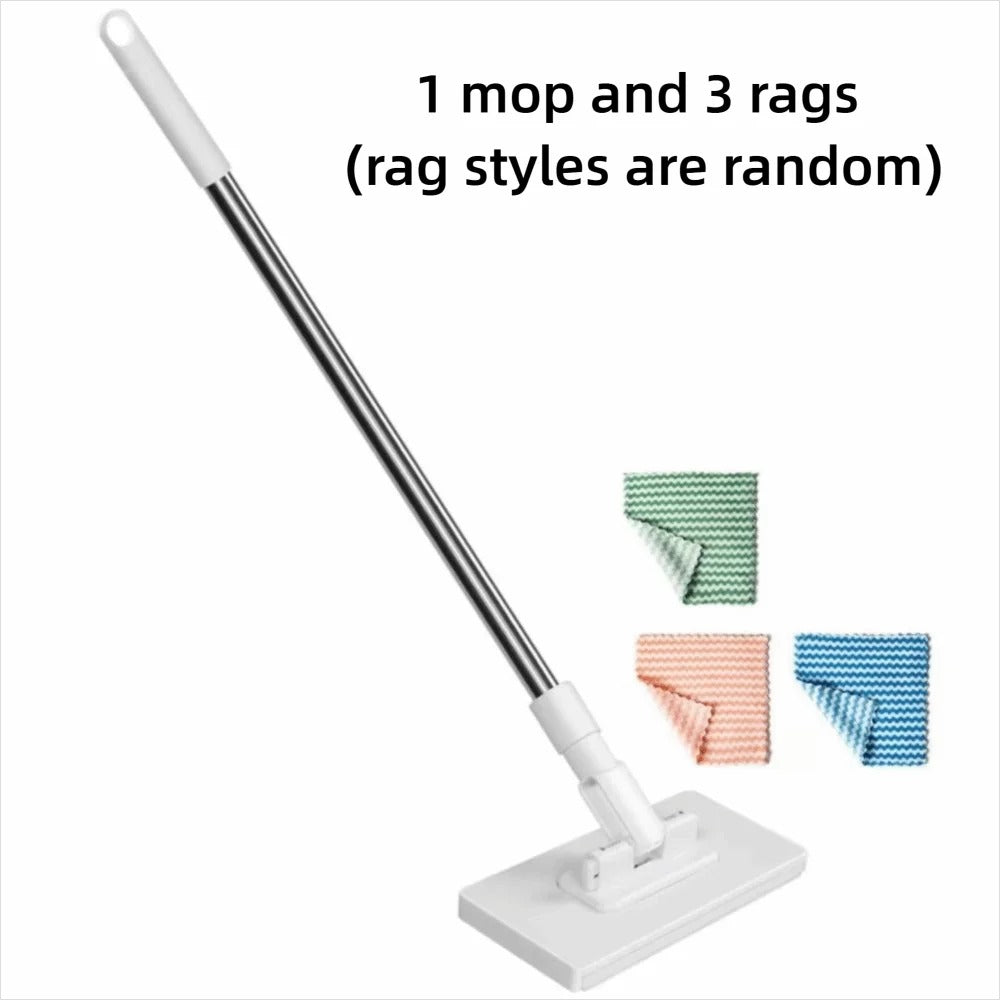 New with 3 Reusable Cloths Hands-free Mop 360° Rotating Head Clamping Automatic Mop Clip Towel Mop Dust Removal