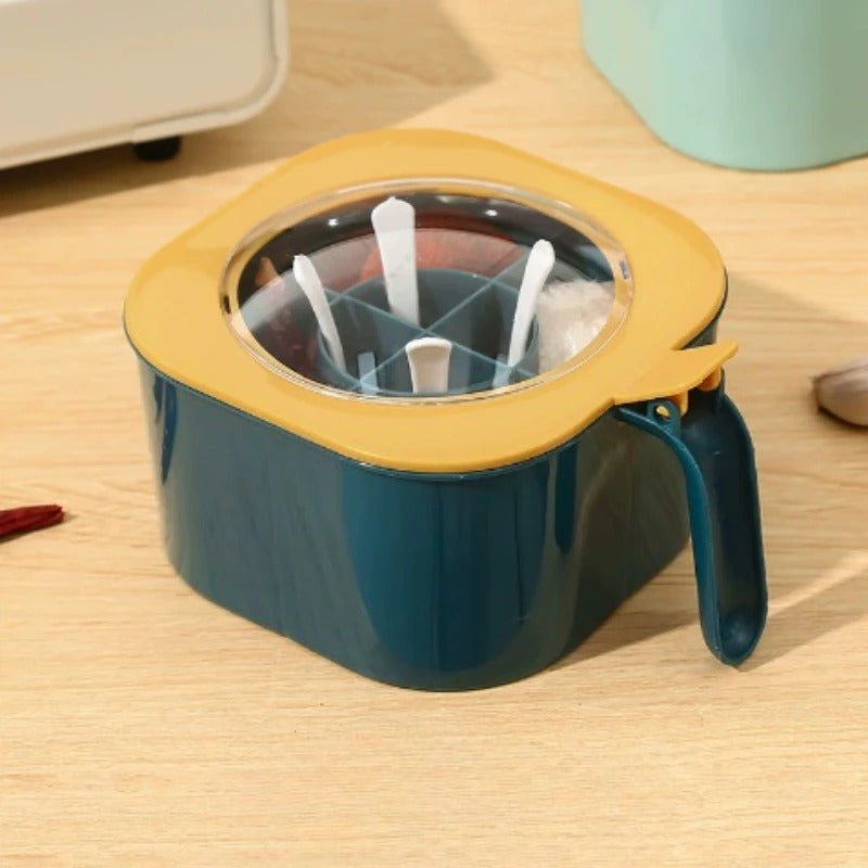 A 4-In-1 Large Capacity Seasoning Box with a Lid And Spoons Comes with Four Spoons for in The Home Kitchen for Salt Containers