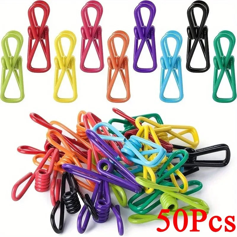 10-100Pcs Chip Clips Utility PVC-Coated Steel Clip High Elasticity Metal Clips Clothes Clamp for Food Package Clips