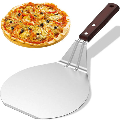 6.5/10/12inch Pizza Shovel Metal Non-Stick Pizza Peel with Wood Handle Cake Lifter Transfer Tray for Homemade Baking Pizza Bread